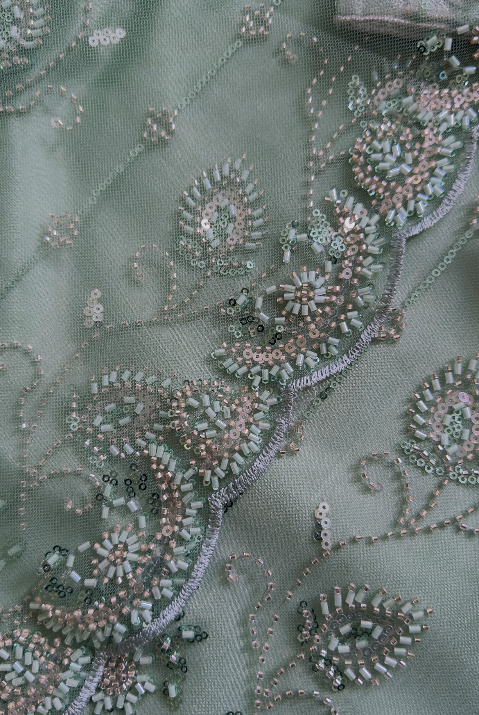 Mint Embroidered Net Suit