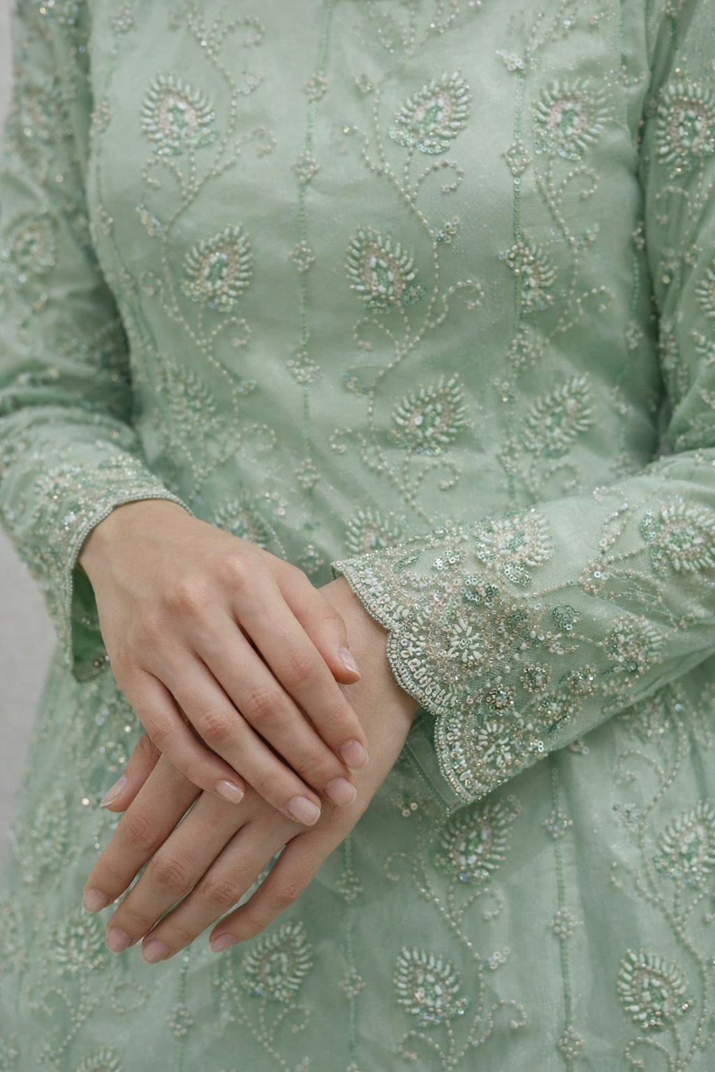 Mint Embroidered Net Suit