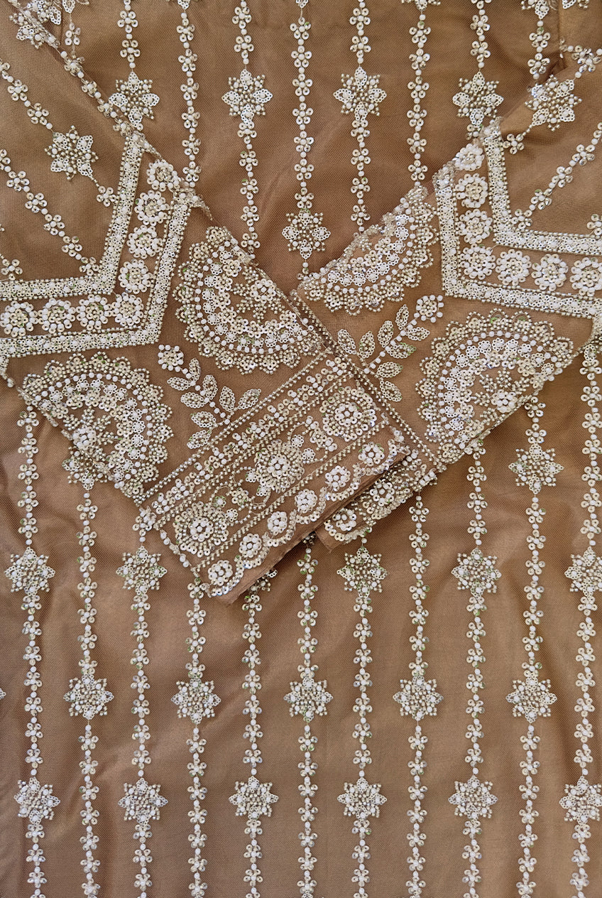 Embellished Caramel Net Suit