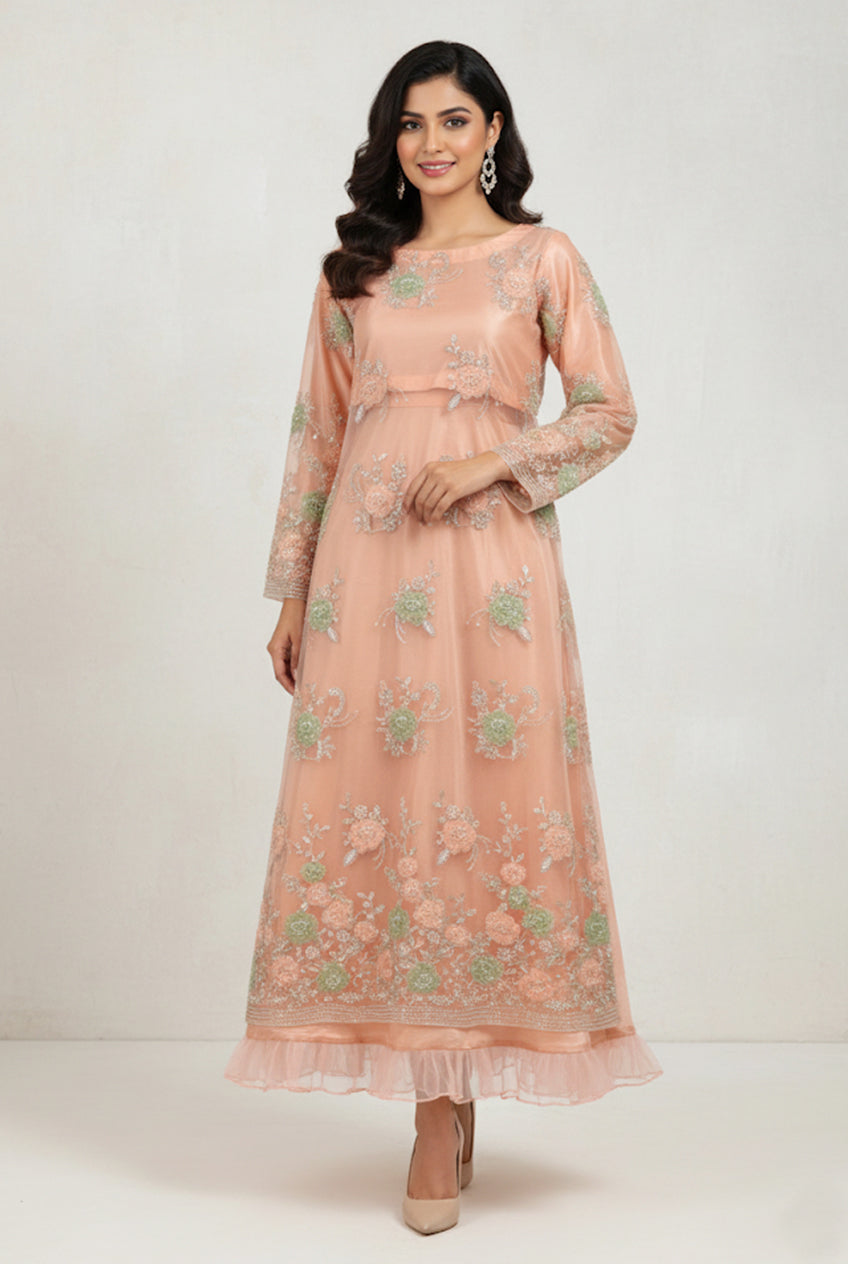 Embellished Peach & Mint Tunic