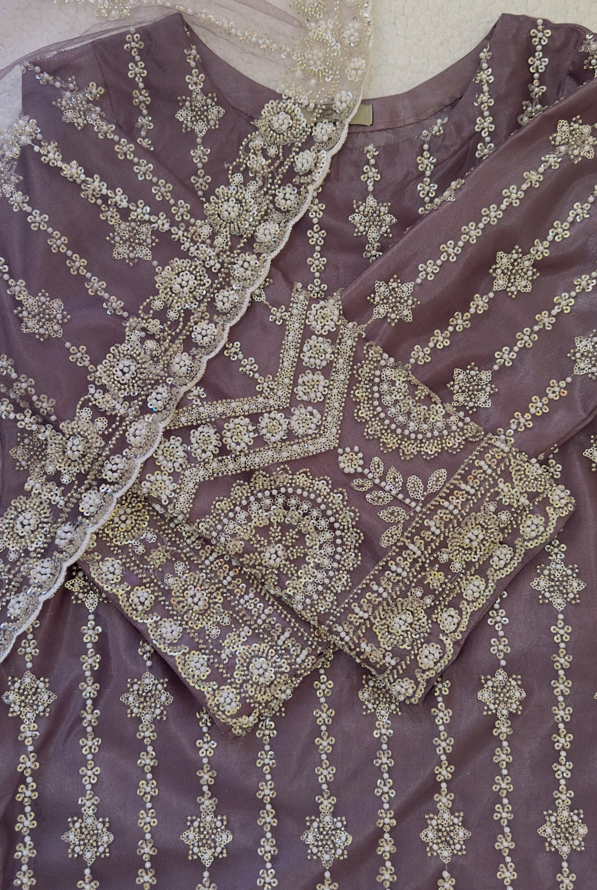 Lavender Geometric Embellished Tunic