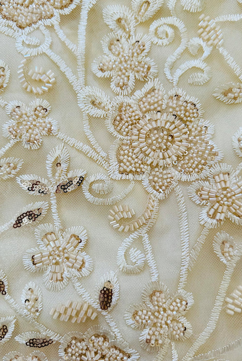 Beaded Cream Net Suit