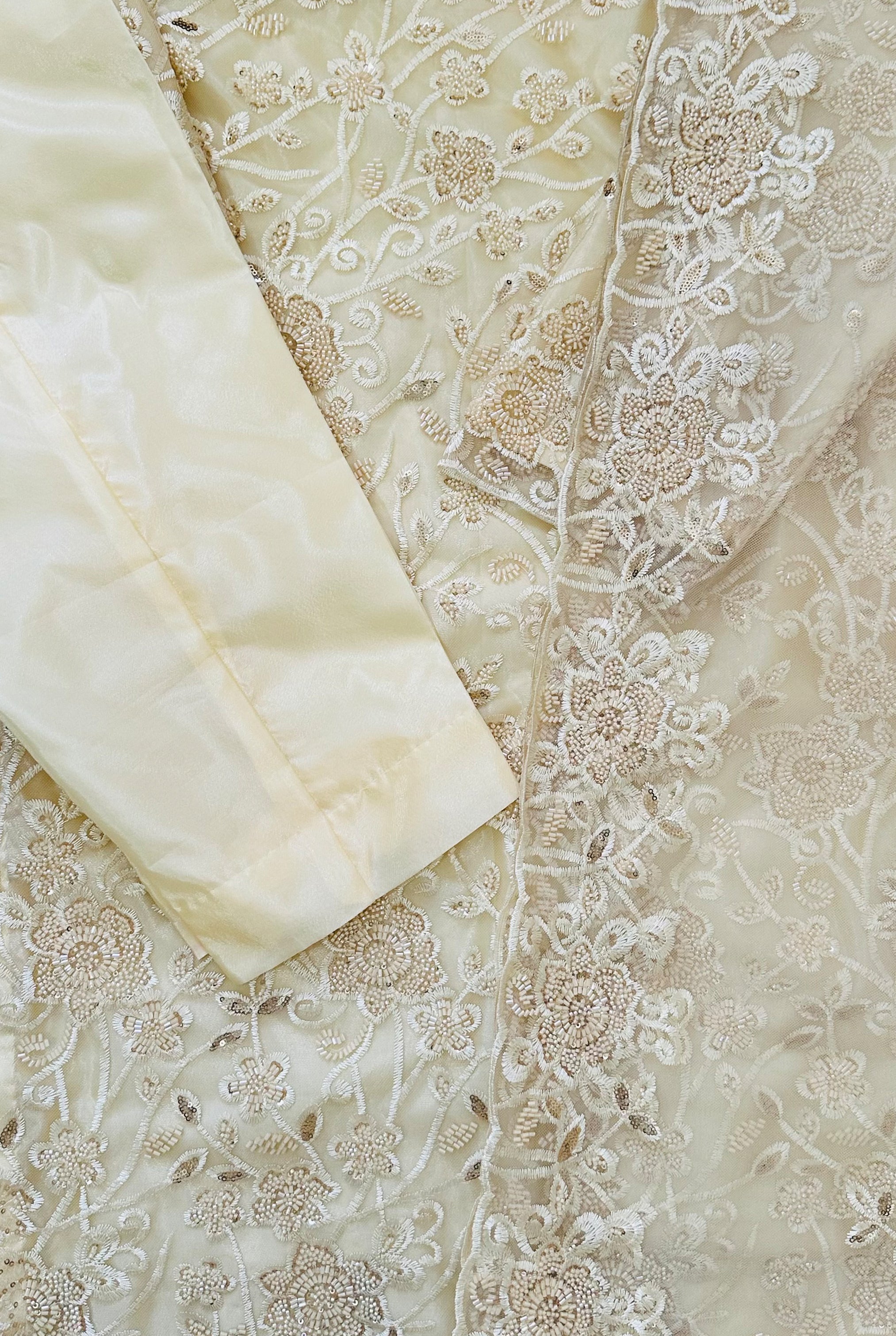 Beaded Cream Net Suit