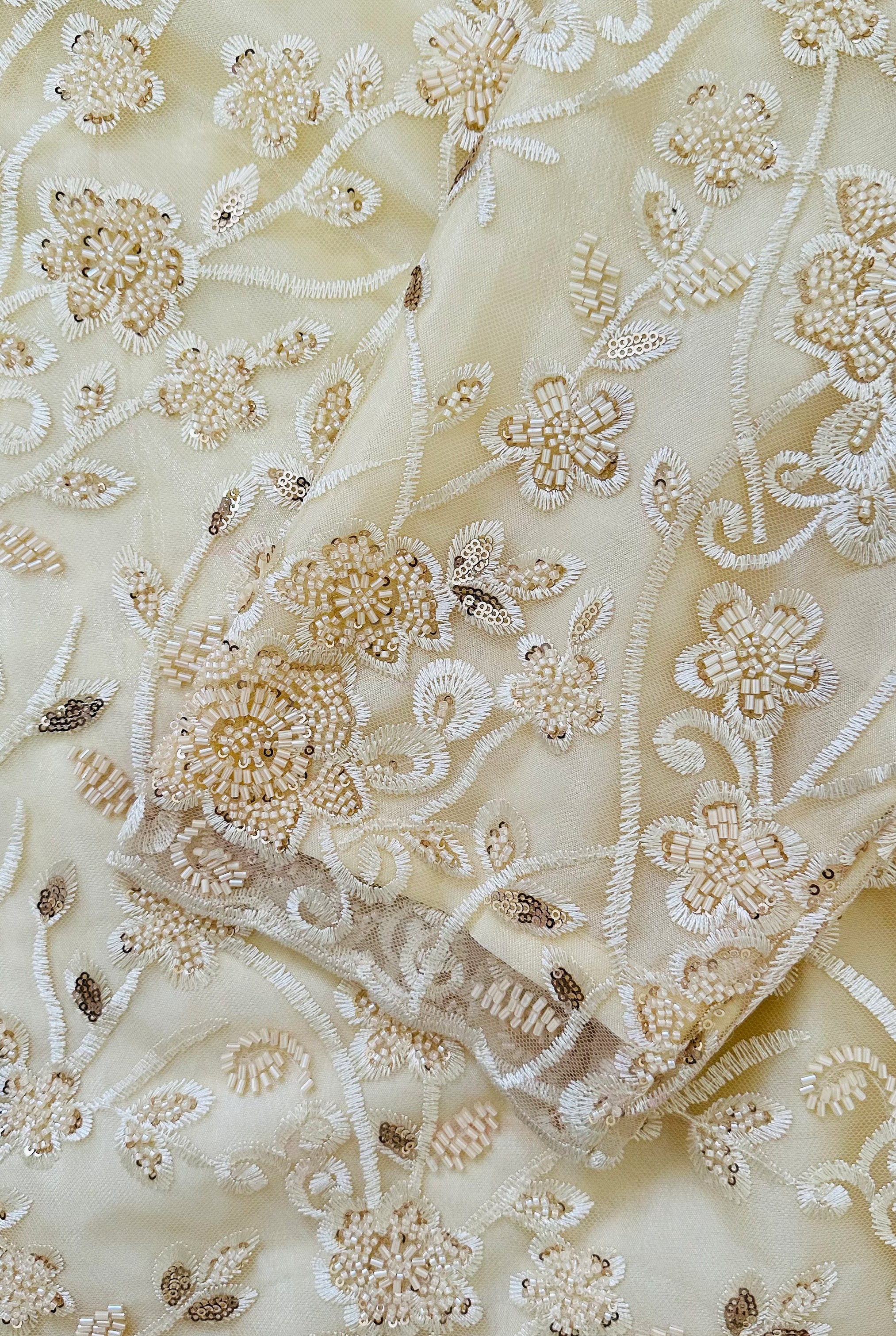 Beaded Cream Net Suit